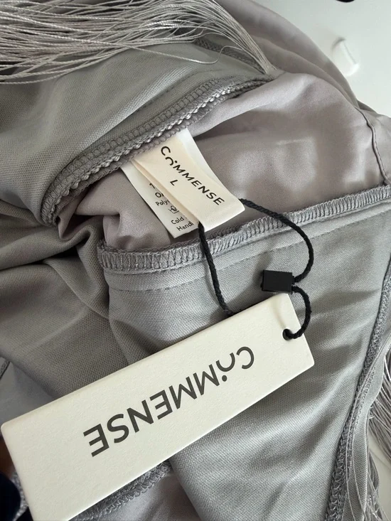 Commense Metallic Silver Fringe Halter Dress - Picture 8 of 8